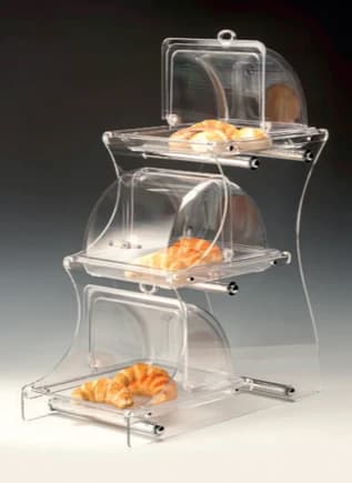 3 KATLI POLYCARBONAT GN 1/2 FANUSLU TEŞHİR STANDI 30*58 h 72 cm