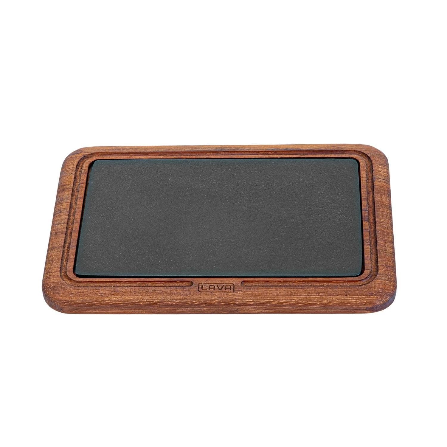 IROKO AHŞAP SERVİS TABAĞI PORSELEN ZEMİNLİ 20X30 CM-(IRK AH 161- GR 159)