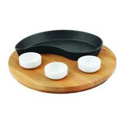 FAJİTA TAVASI DAMLA ŞEKİLLİ 10X20 CM AHŞAP ALTLI - LV AS 165