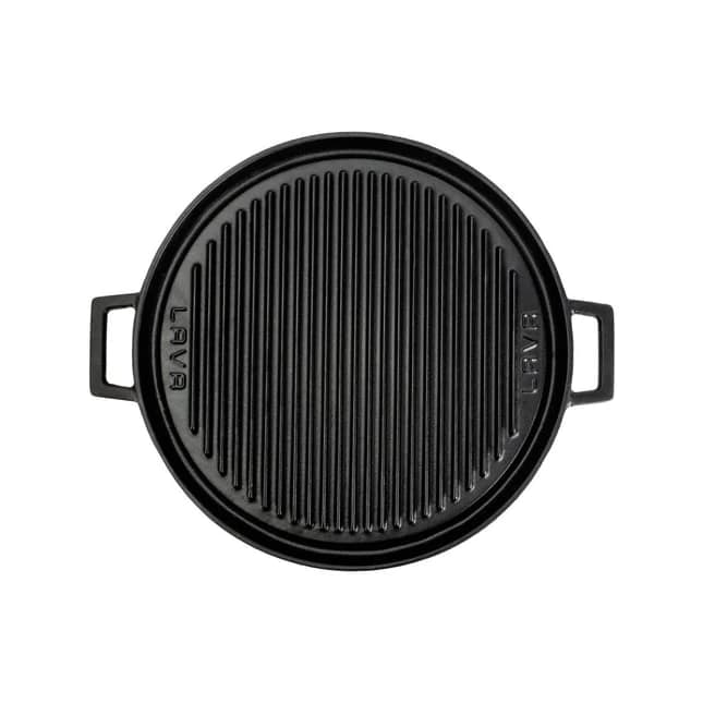 YUVARLAK GRIDDLE, BIR TARAFI DÜZ DIĞER TARAFI IZGARA YÜZEYLI ÇAP(Ø)28CM. METAL KULPLU