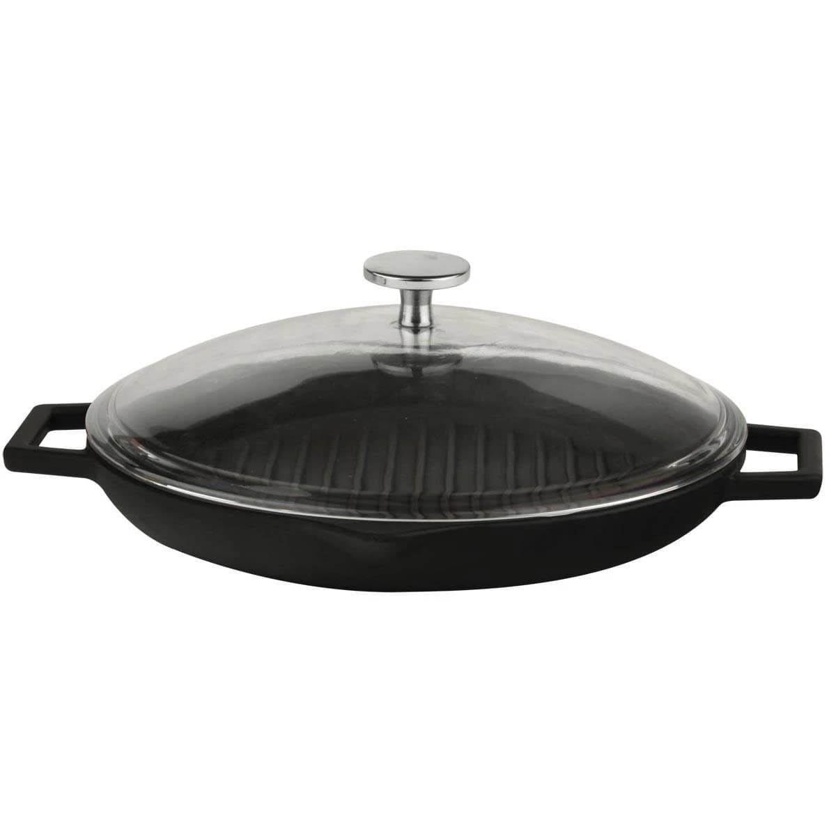 YUVARLAK IZGARA TAVA ÇAP 30 CM CAM KAPAK