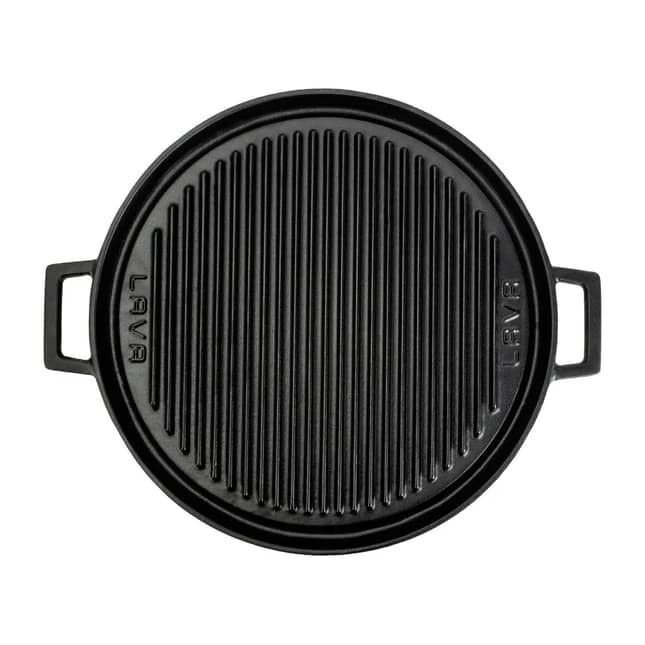 YUVARLAK GRIDDLE, BIR TARAFI DÜZ DIĞER TARAFI IZGARA YÜZEYLI ÇAP(Ø)34CM. METAL KULPLU