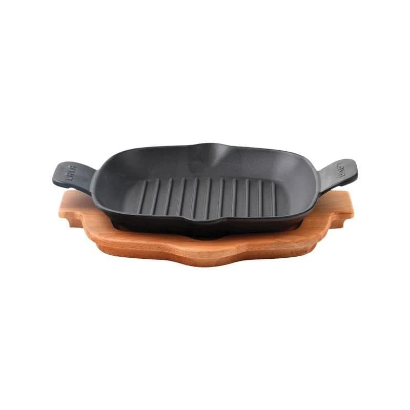 IZGARA GRİLL TAVA 26X26 METAL KULPLU AHŞAP ALTLI - LV AS 180