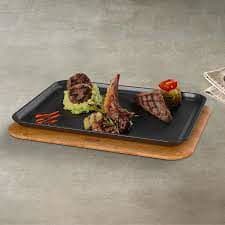 DİKDÖRTGEN SERVİS TABAĞI 28X37 AHŞAP ALTLIKLI