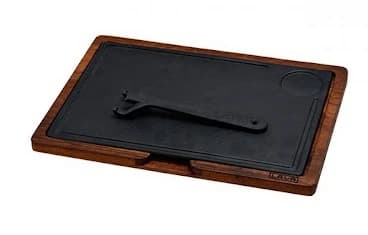 AHŞAP SERVİS TAHTASI, HOT PLATE DÖKÜM DEMİR PLAKALI. ÖLÇÜ 22X33CM. IROKO