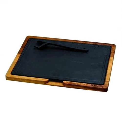 SAPLI AHŞAP SERVİS TAHTASI, HOT PLATE DÖKÜM DEMİR PLAKALI. ÖLÇÜ 24X33CM. (LV AS 250)